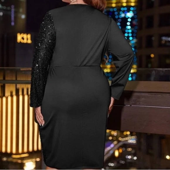 Luxe Plus Black Sequin Evening Party Dress - Picture 3 of 5
